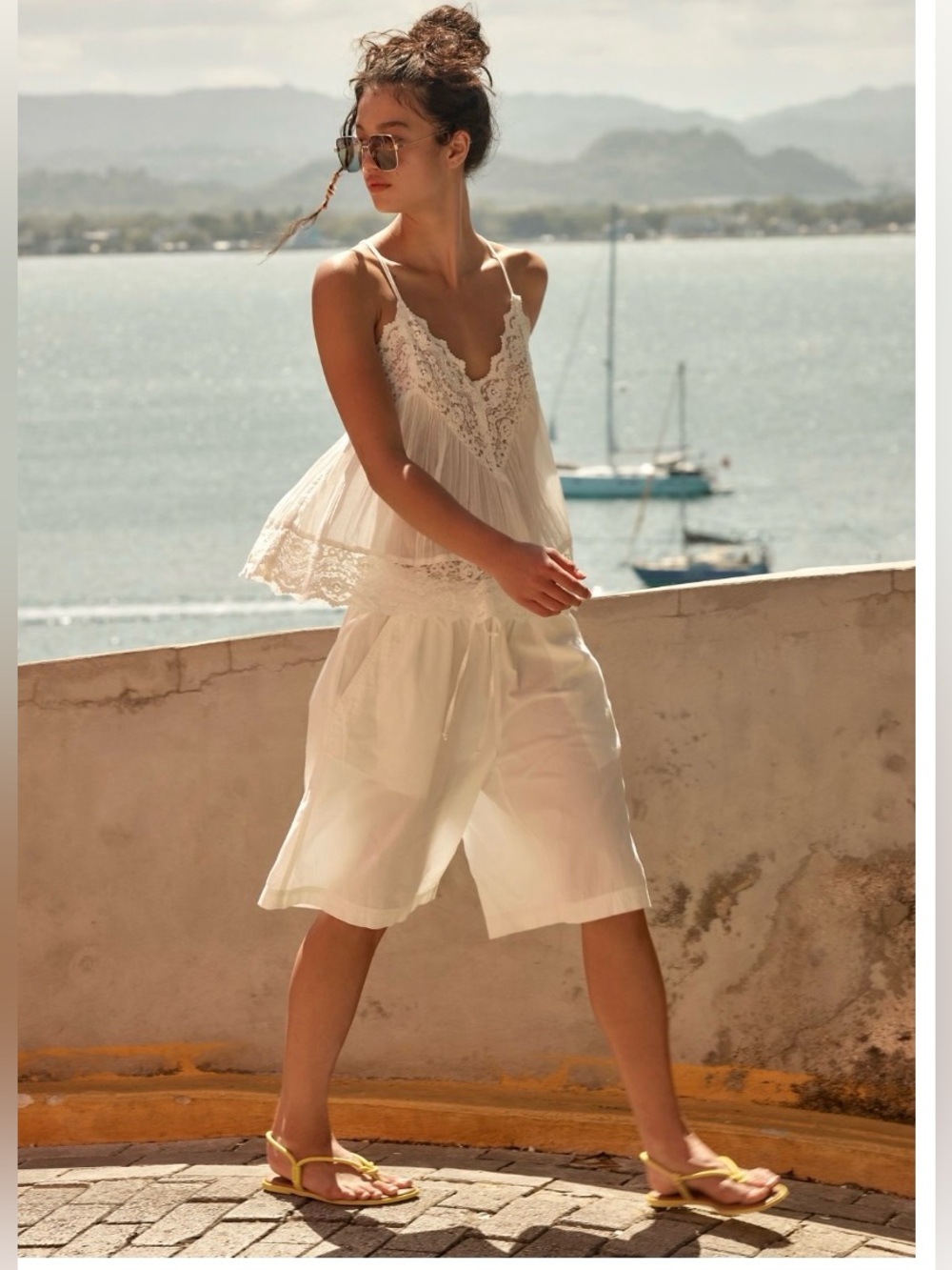 Free People Intimately Fiona Lace Cami Ivory Large NWOT